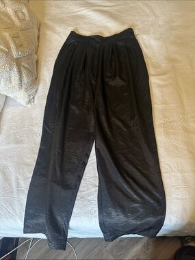 Urban Outfitters Black Wide-Leg Satin-Look Pants